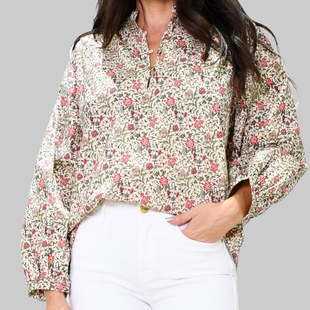 Vanessa Bruno Floral Long Sleeve Peasant Blouse - 40